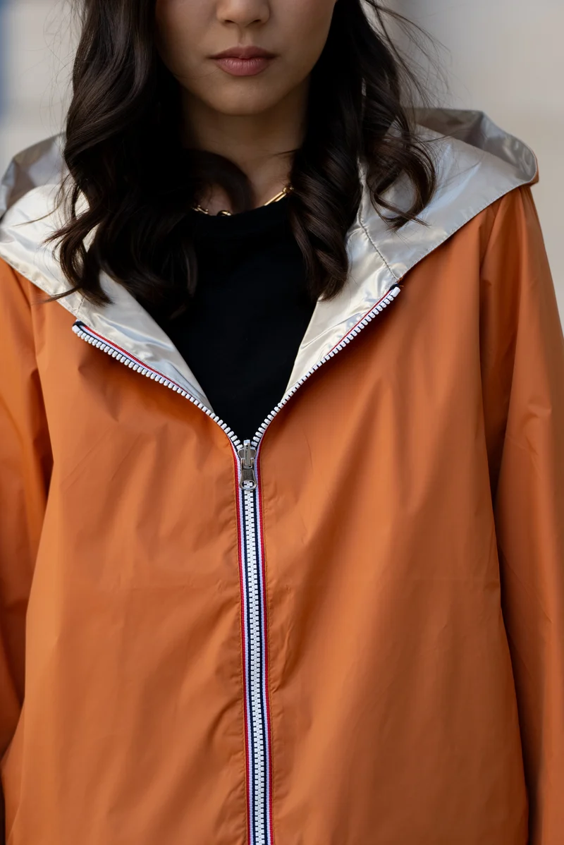 Imperméable réversible court
