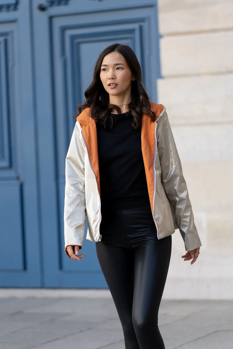 Imperméable réversible court