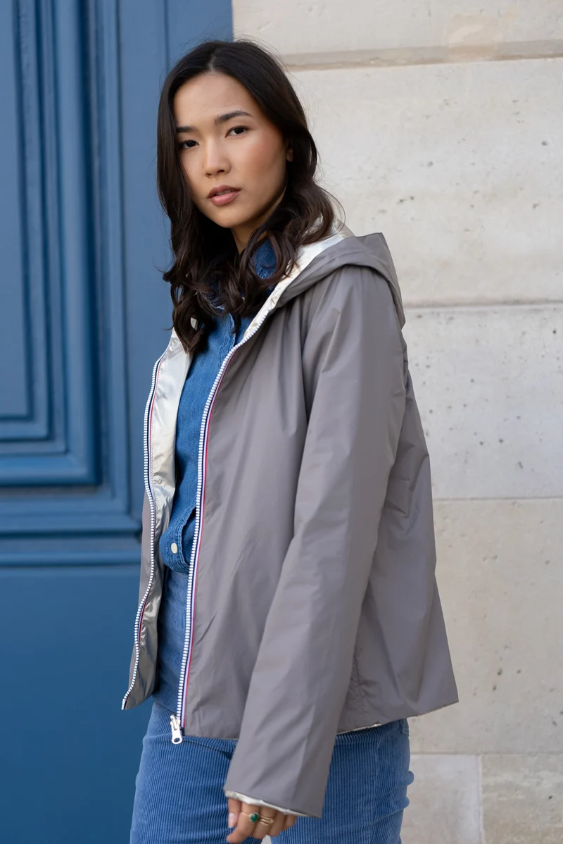 Imperméable réversible court