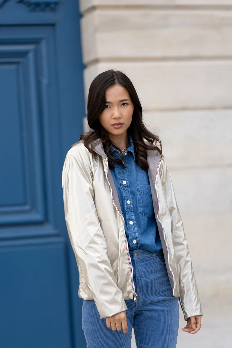 Imperméable réversible court