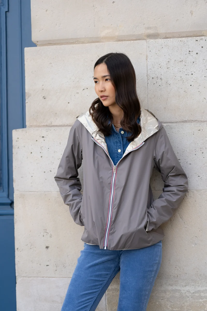 Imperméable réversible court
