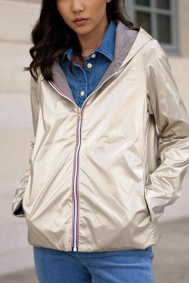 Imperméable réversible court