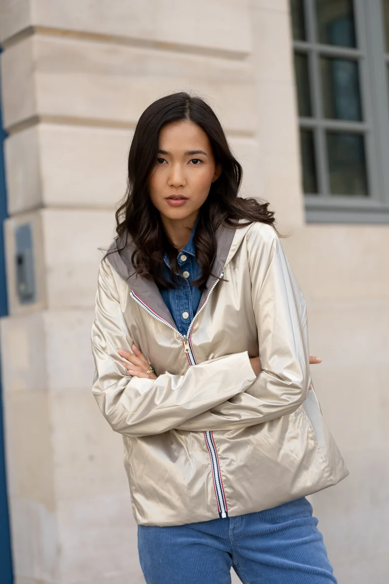 Imperméable réversible court