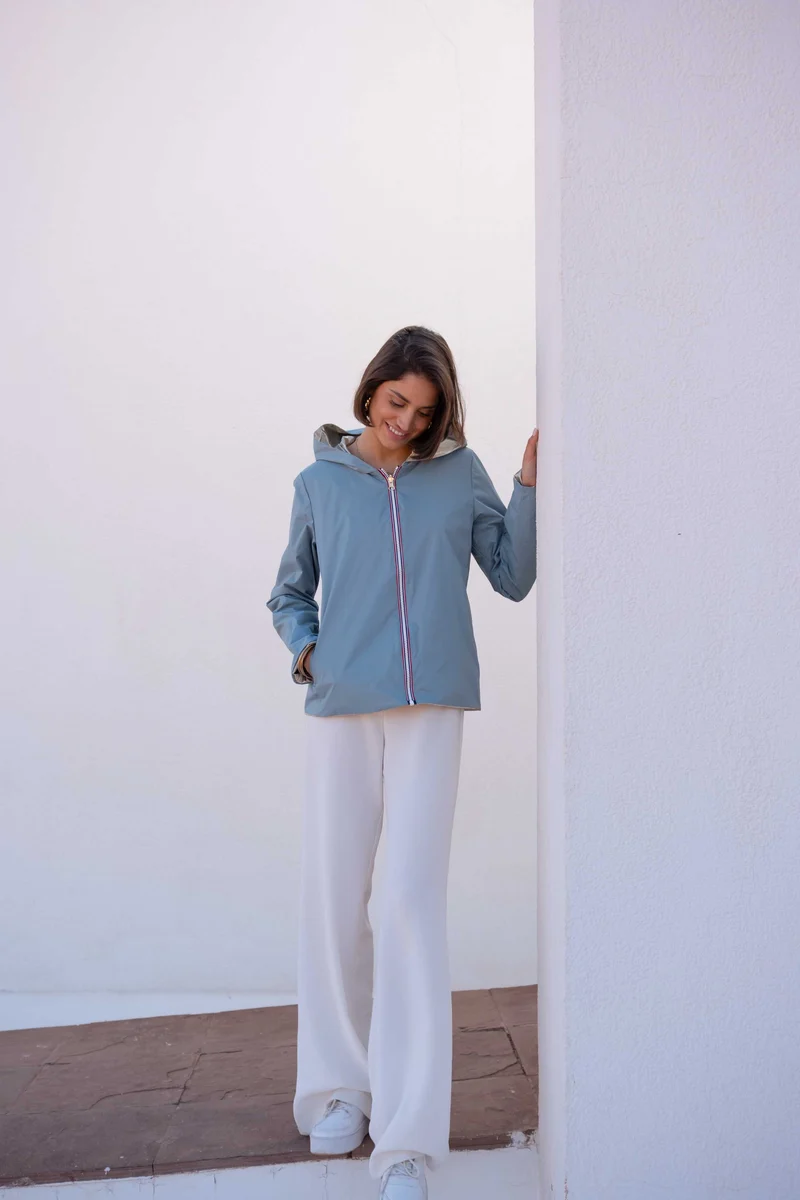 Imperméable réversible court