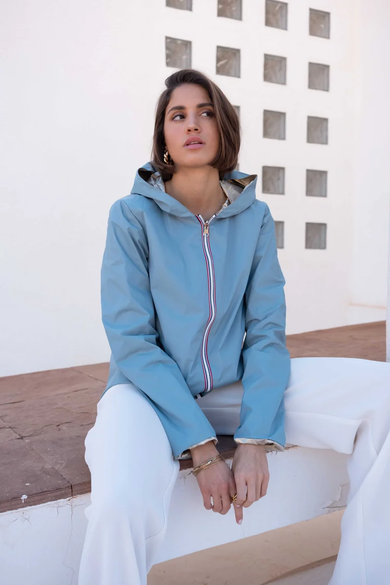 Imperméable réversible court