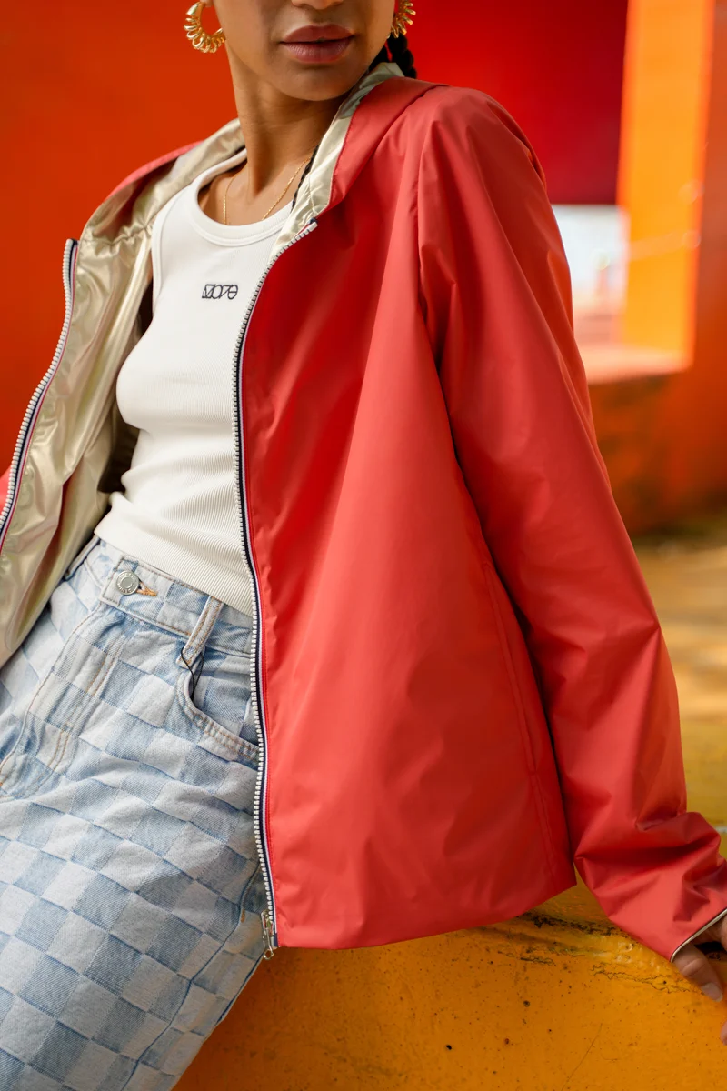 Imperméable réversible court