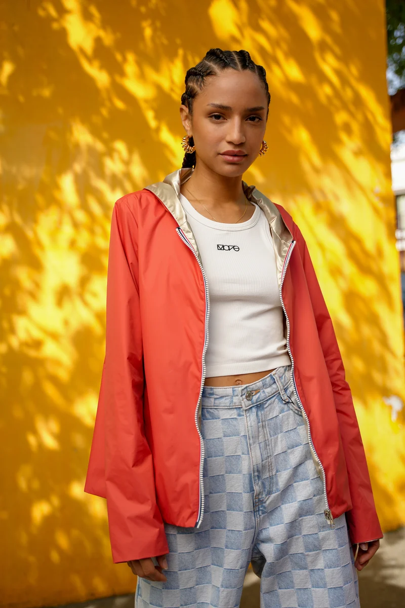 Imperméable réversible court