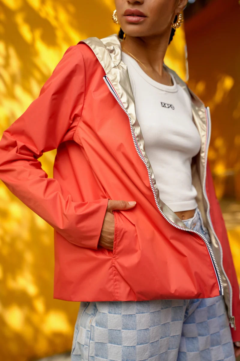 Imperméable réversible court