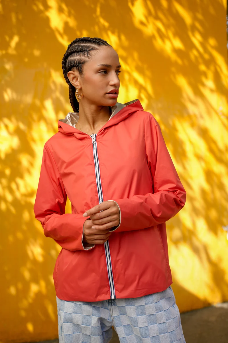 Imperméable réversible court