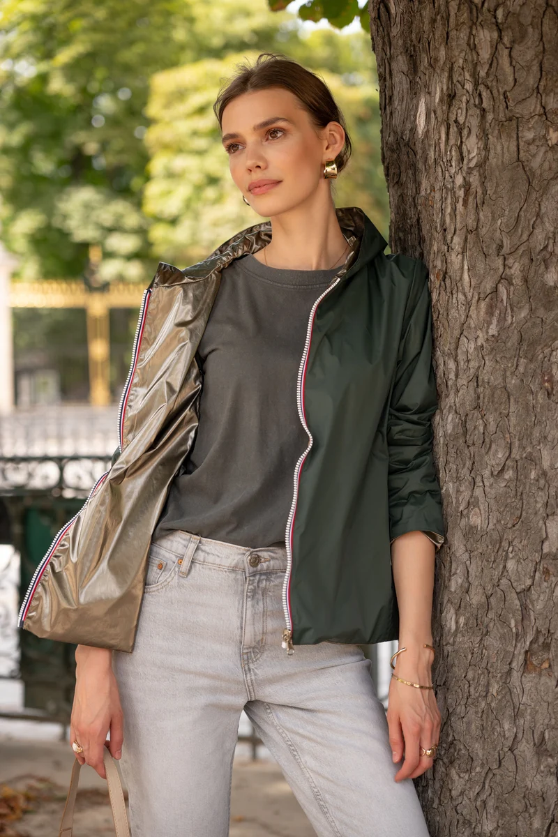 Imperméable réversible court