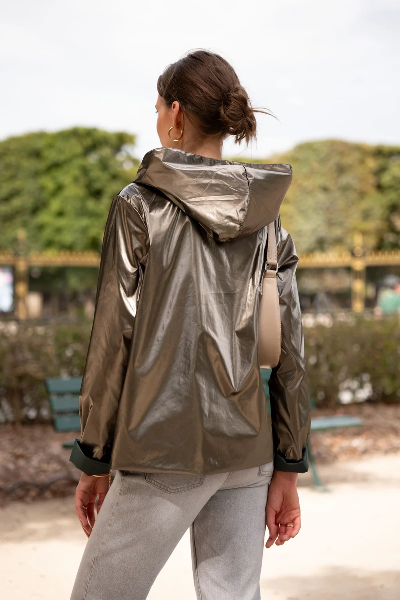 Imperméable réversible court