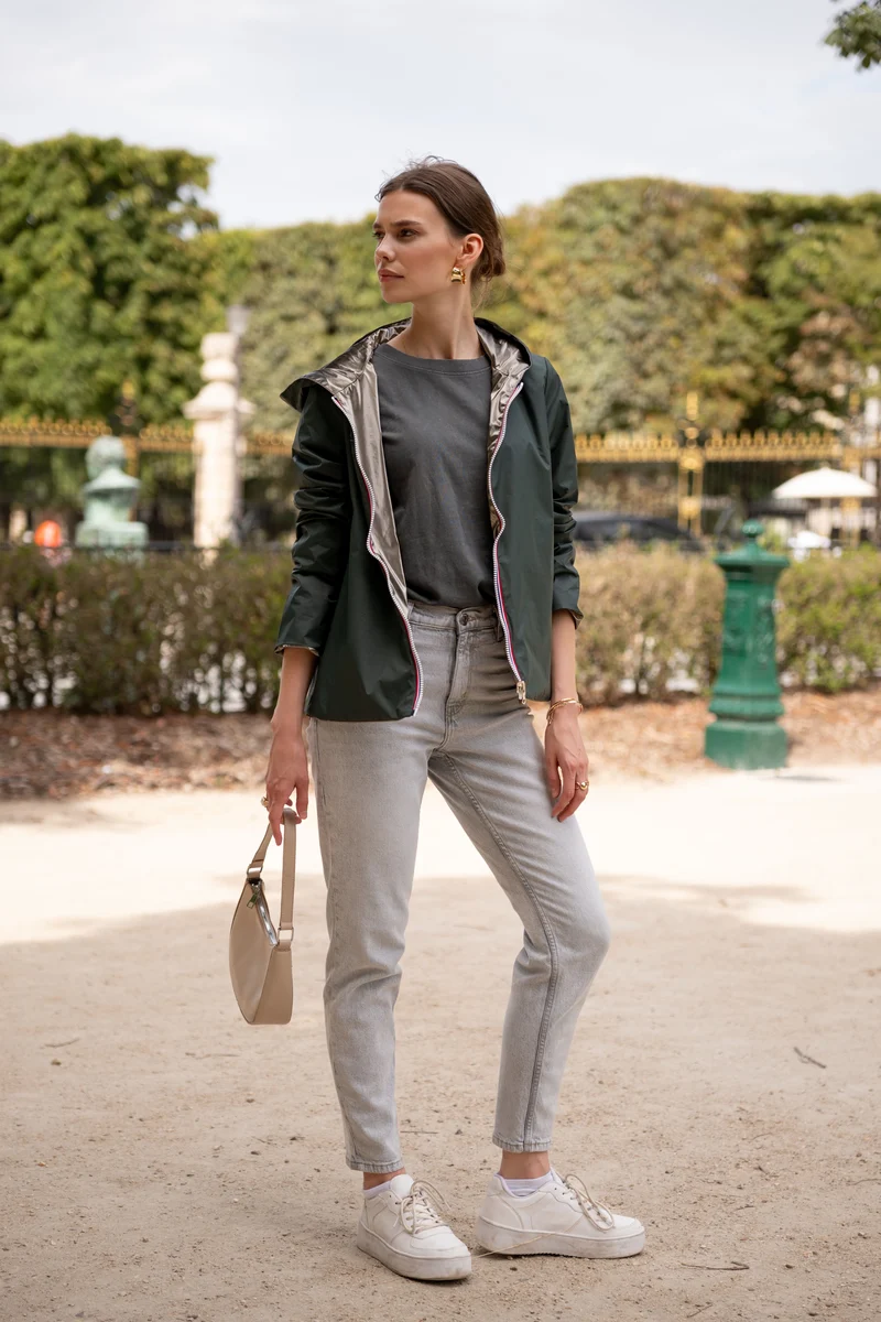 Imperméable réversible court