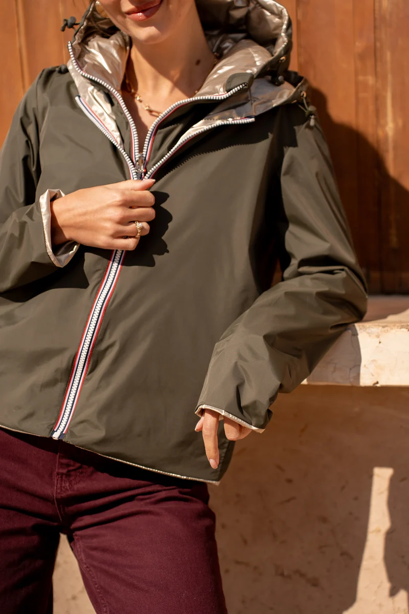 Imperméable réversible court