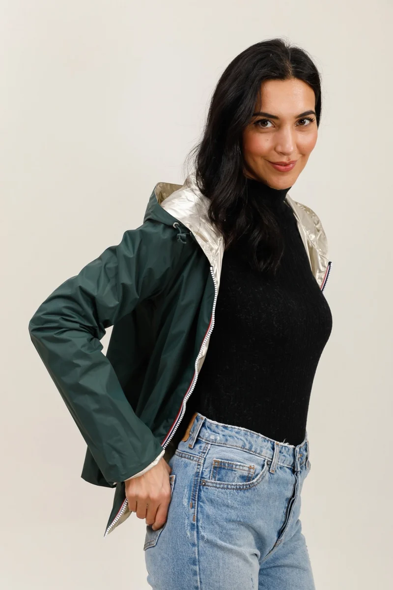 Imperméable réversible court