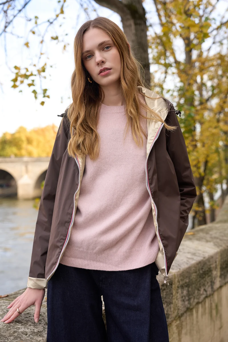 Imperméable réversible court