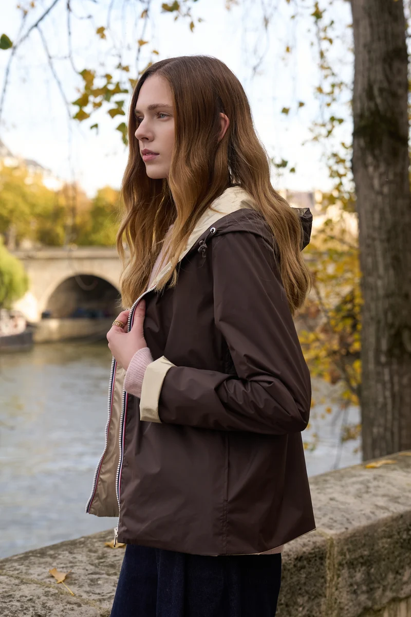 Imperméable réversible court
