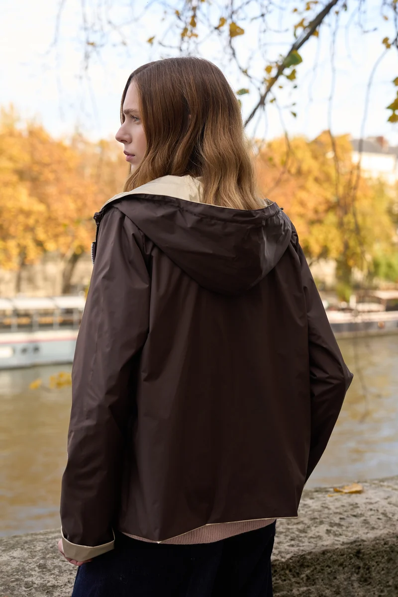 Imperméable réversible court