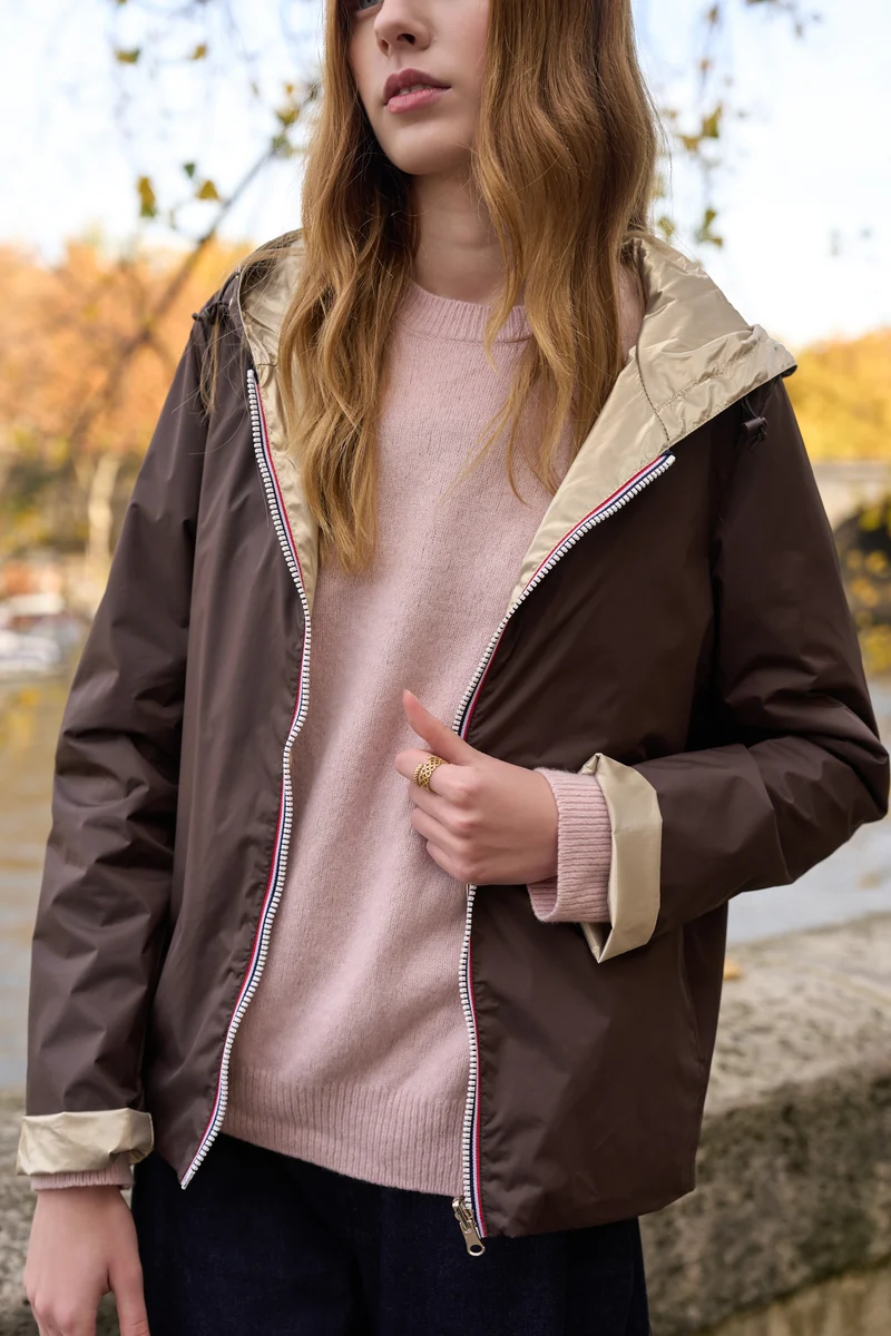Imperméable réversible court