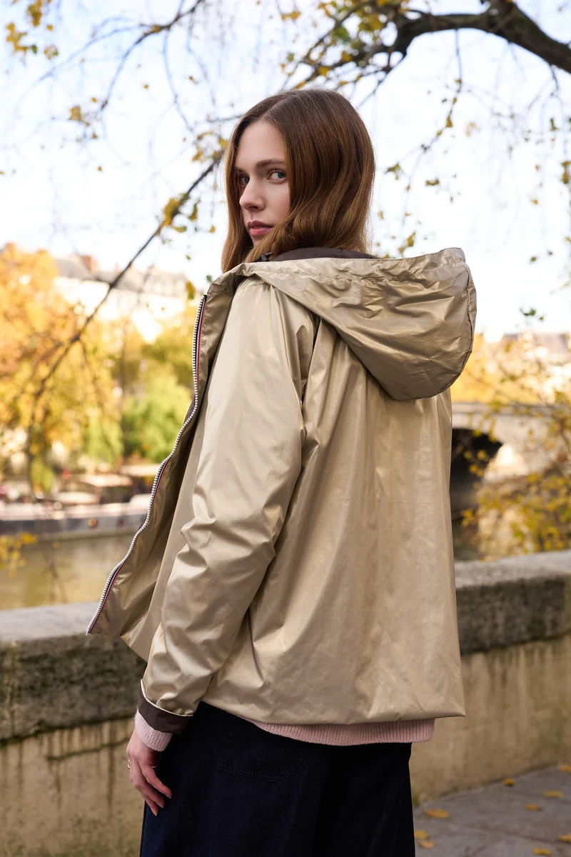 Imperméable réversible court
