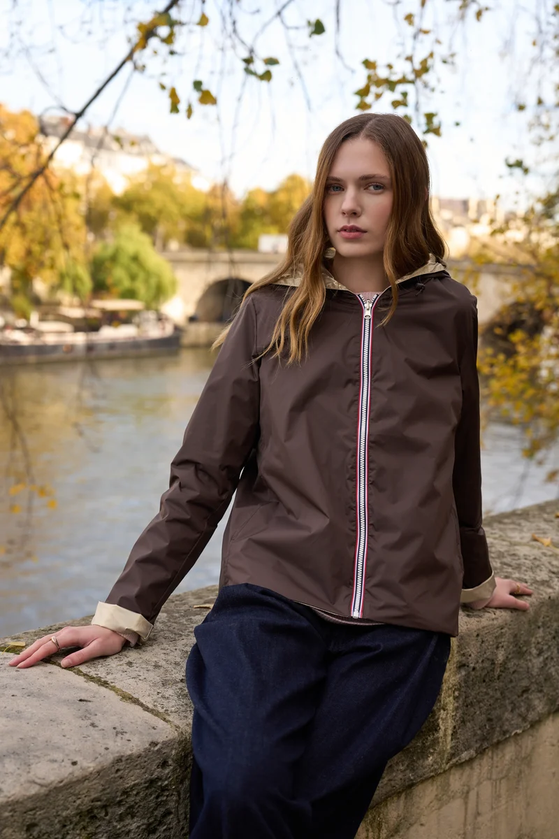 Imperméable réversible court