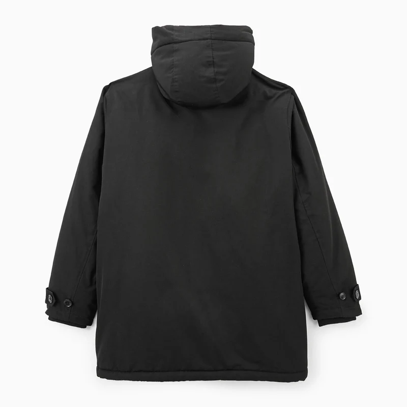 Parka imperméable mi-longue à capuche noir Laurent