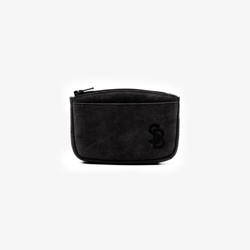 Porte-monnaie zippé cuir de chèvre noir Brooklyn
