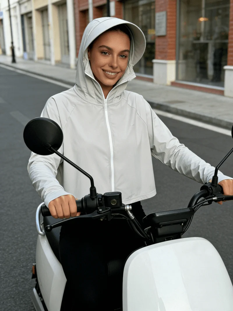 Thumbhole Crop Hooded Jacket