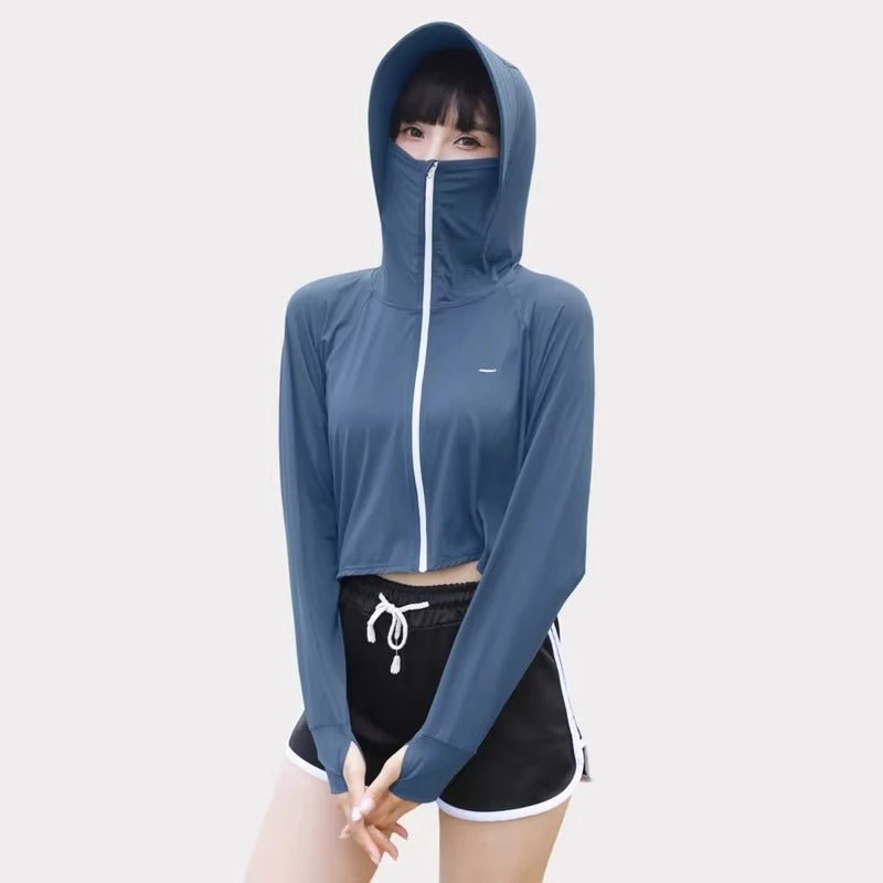 Thumbhole Crop Hooded Jacket