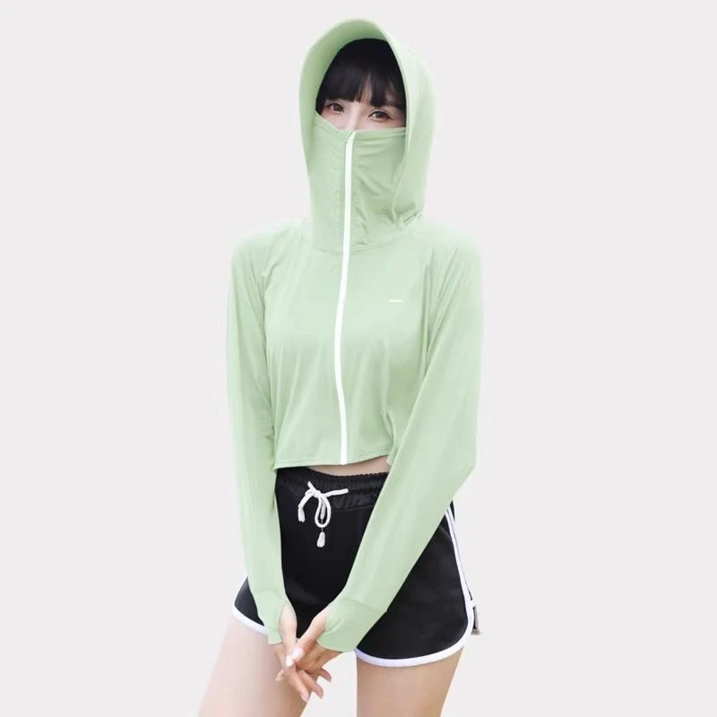 Thumbhole Crop Hooded Jacket