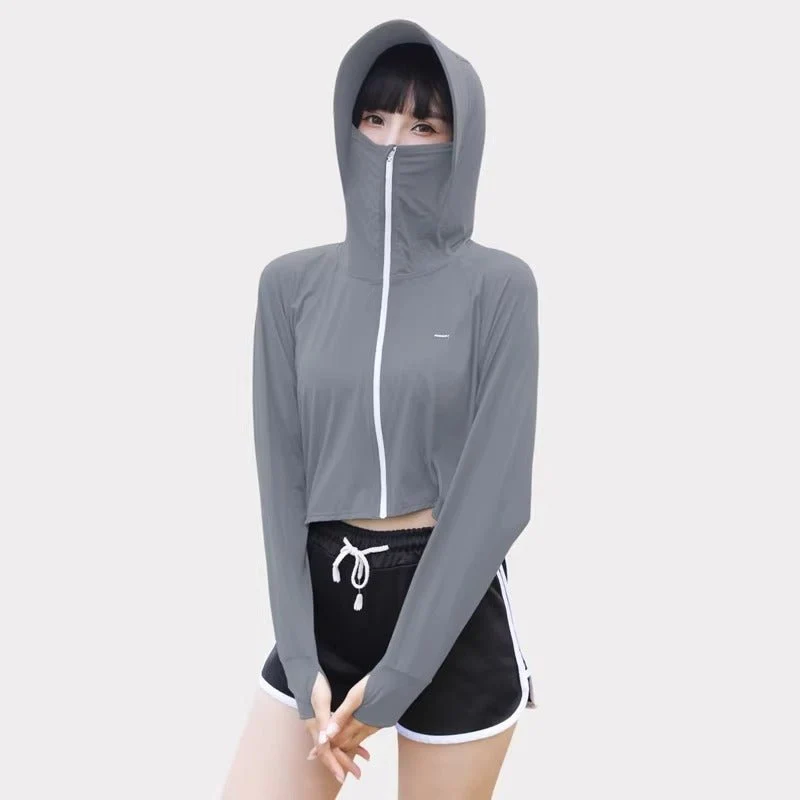 Thumbhole Crop Hooded Jacket