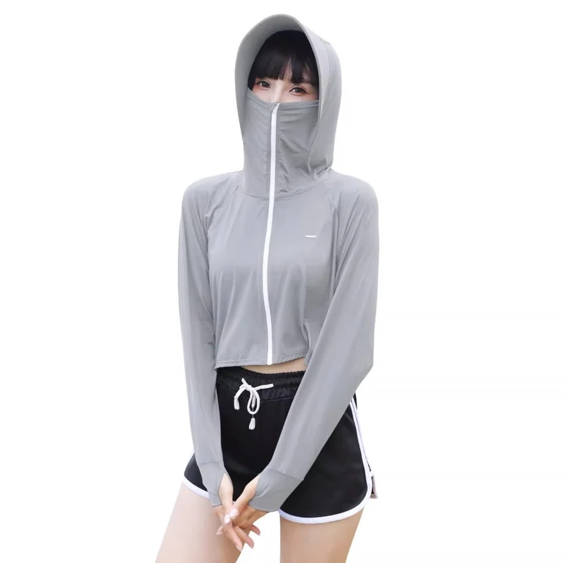Thumbhole Crop Hooded Jacket