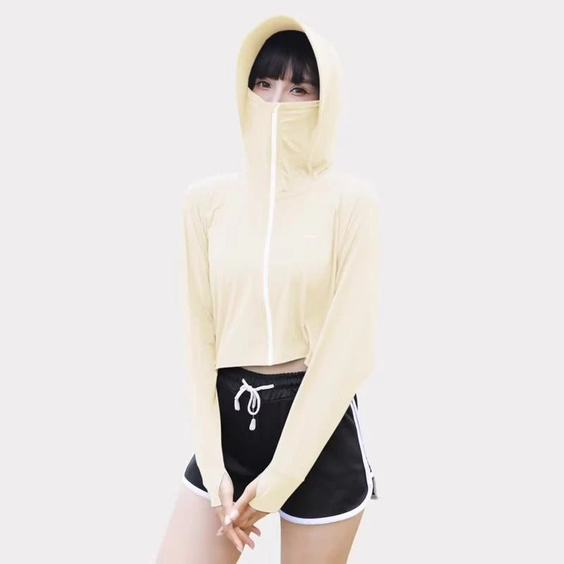 Thumbhole Crop Hooded Jacket