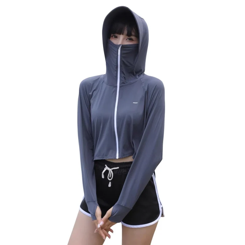 Thumbhole Crop Hooded Jacket