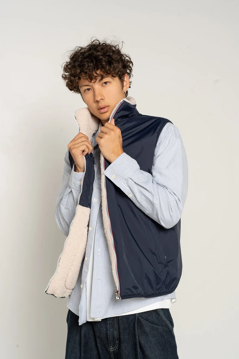 Gilet sans manches réversible fourré
