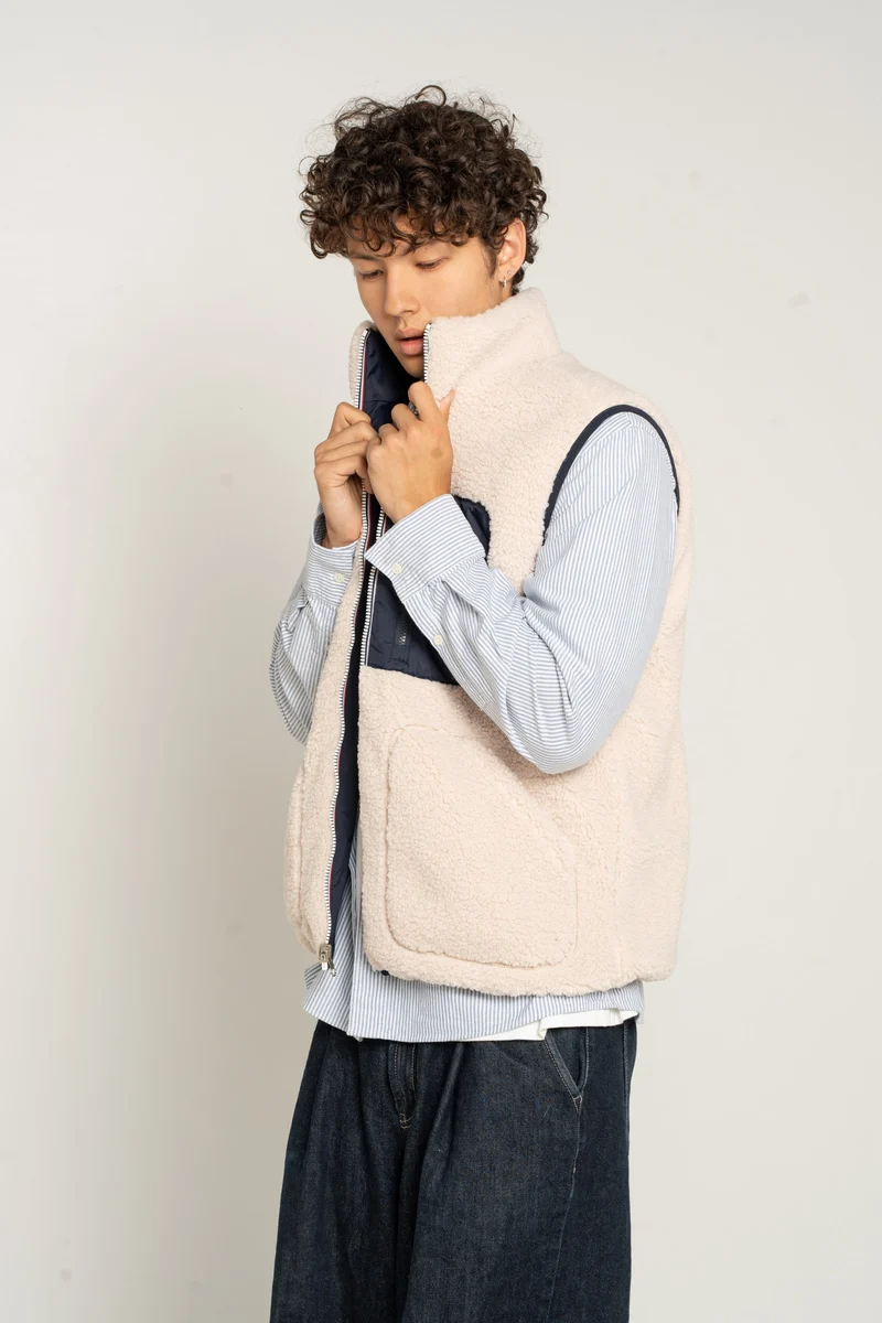 Gilet sans manches réversible fourré
