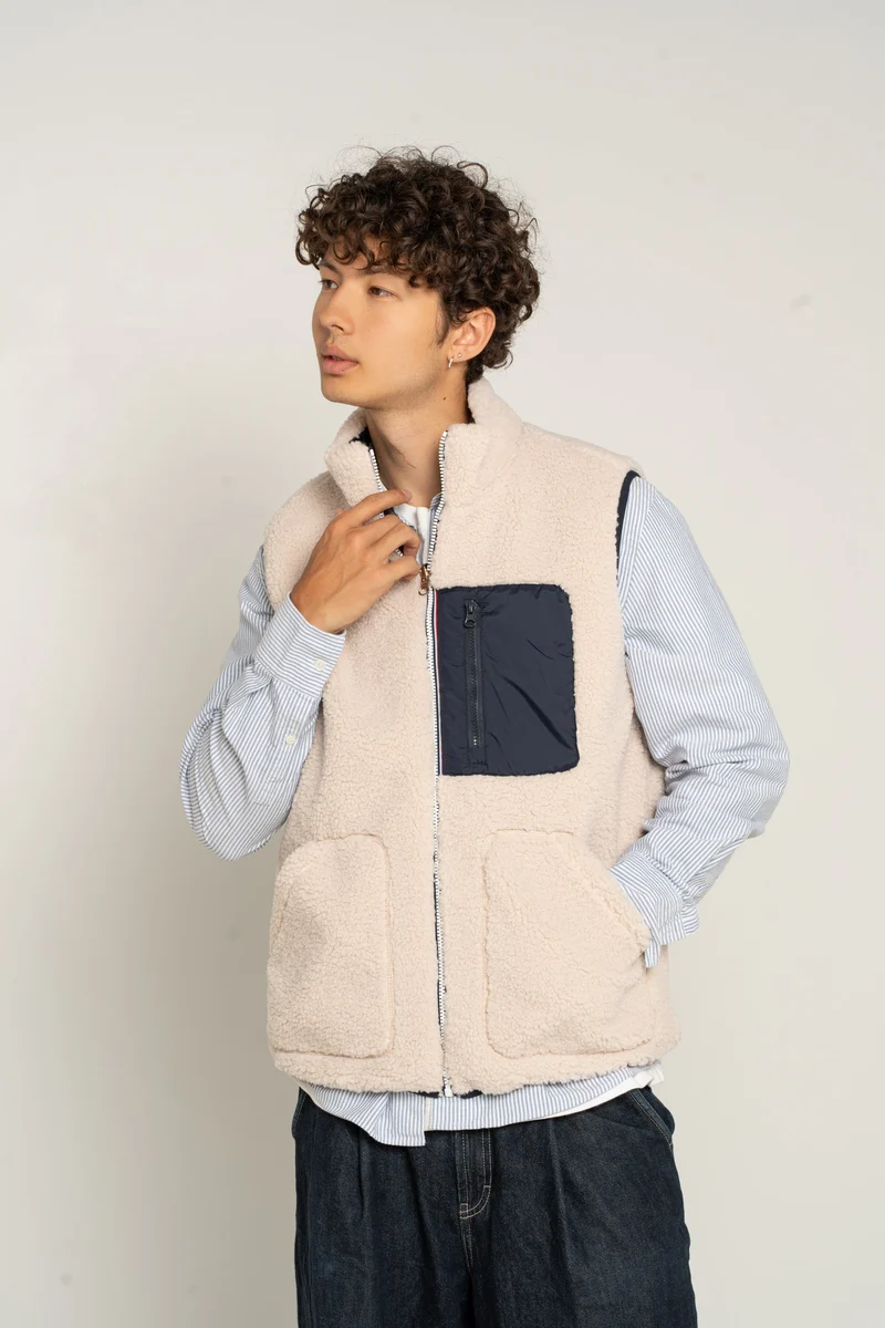 Gilet sans manches réversible fourré