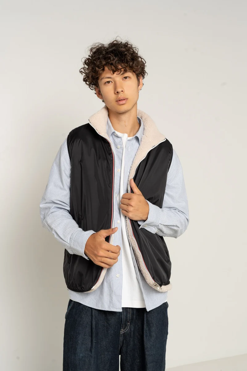 Gilet sans manches réversible fourré