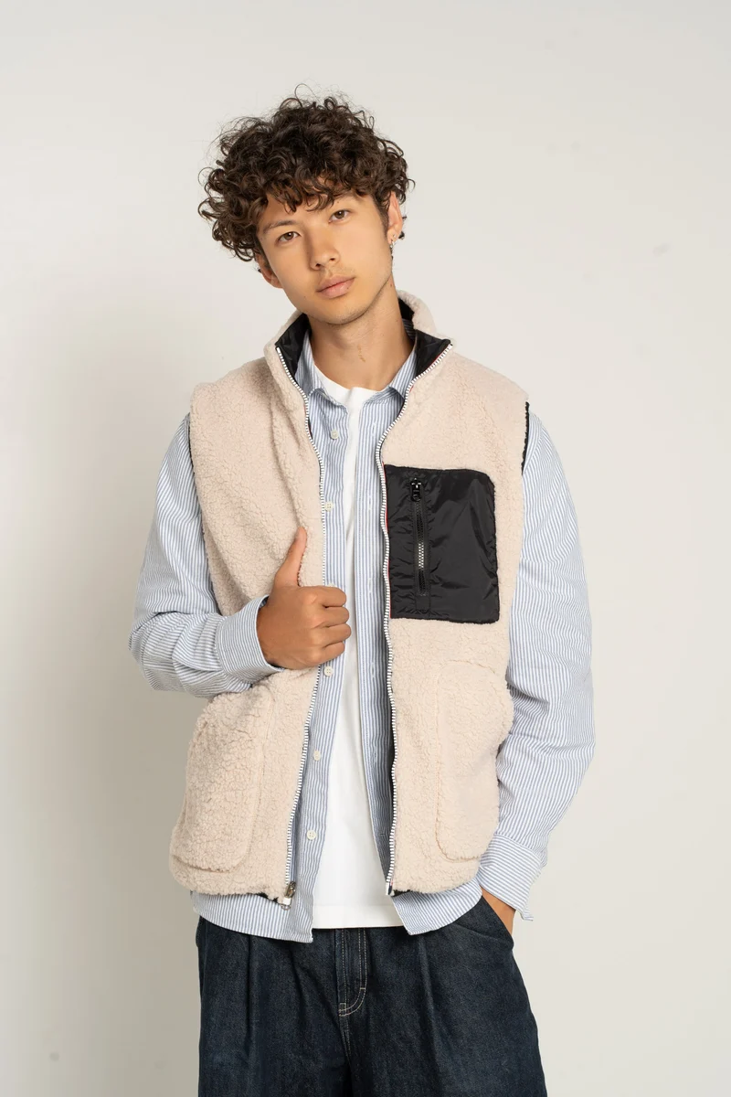 Gilet sans manches réversible fourré