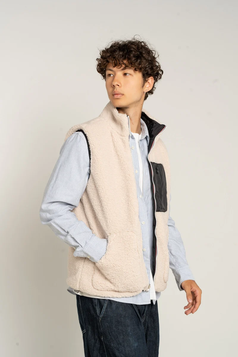 Gilet sans manches réversible fourré