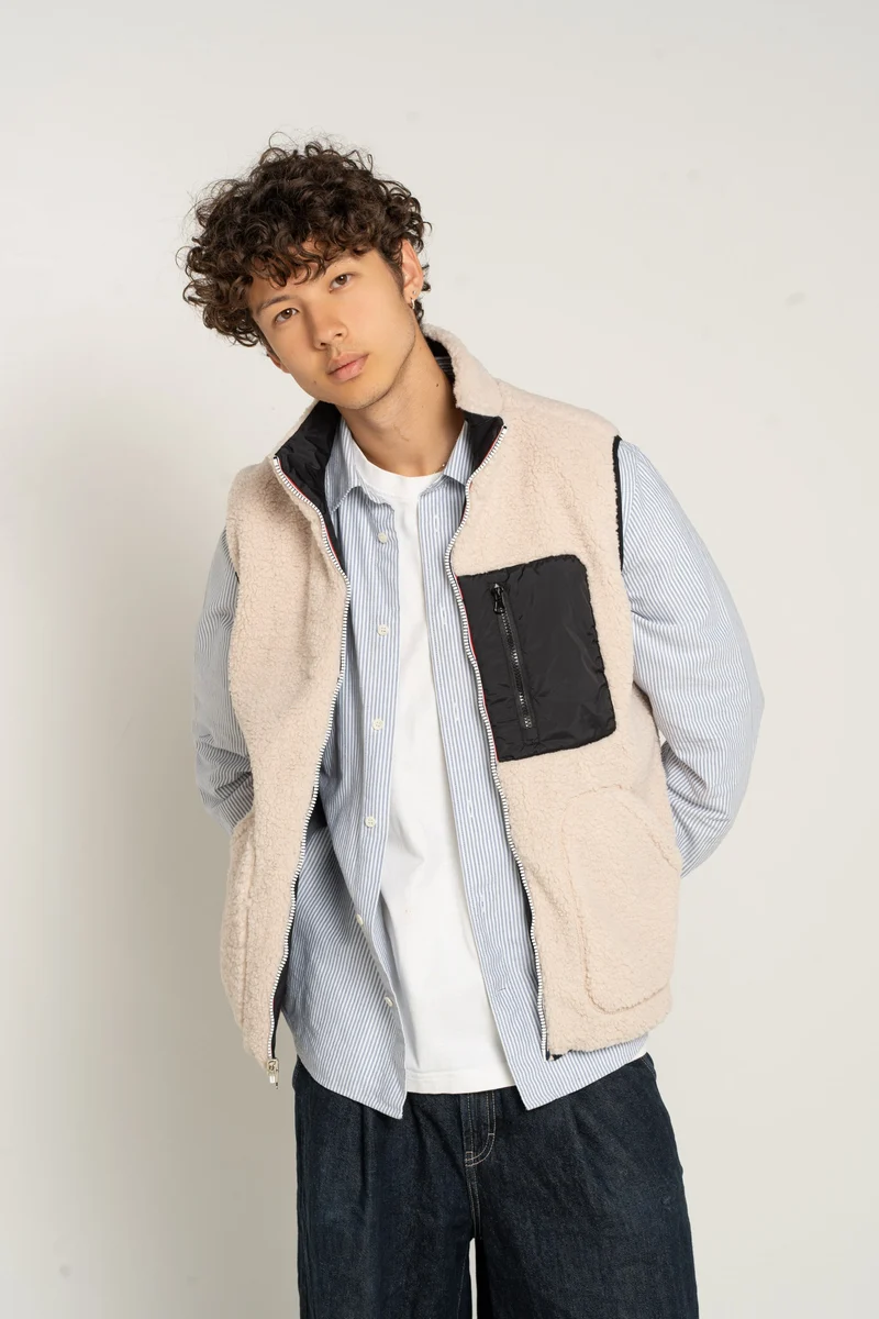 Gilet sans manches réversible fourré