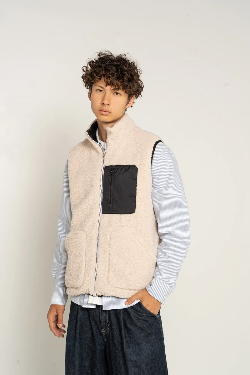 Gilet sans manches réversible fourré