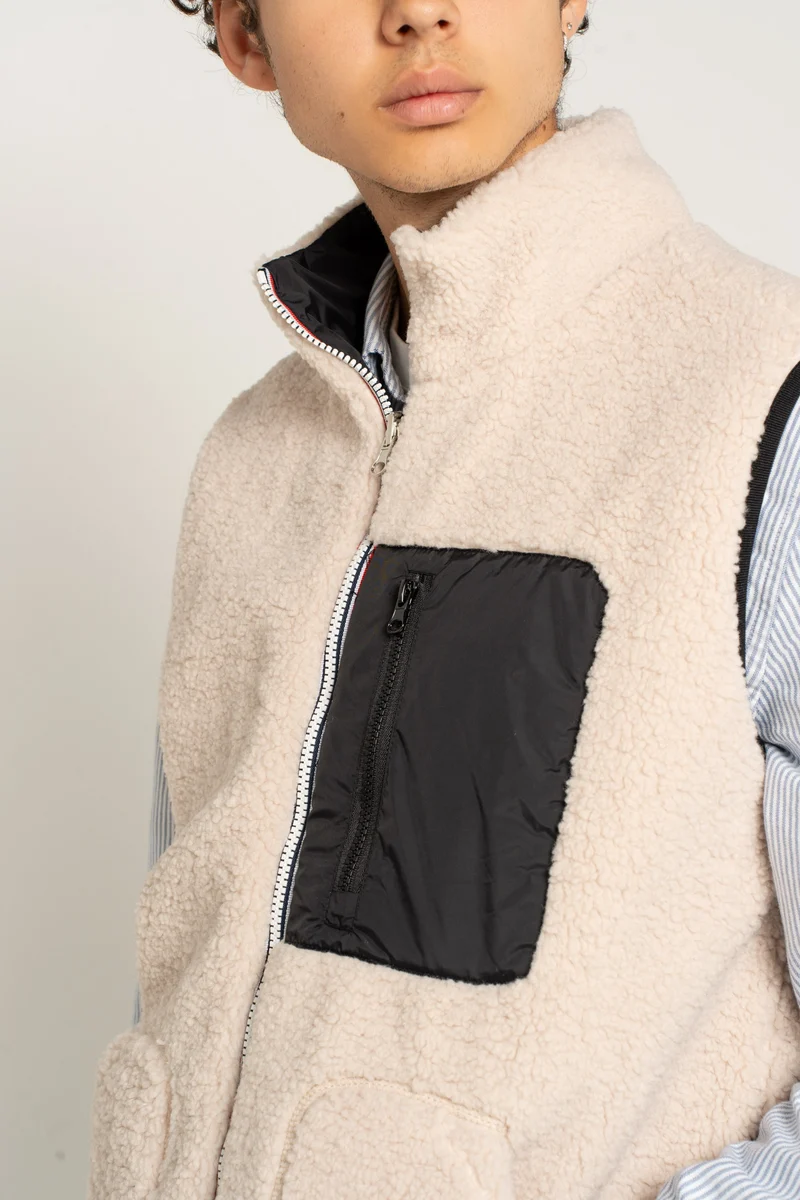 Gilet sans manches réversible fourré