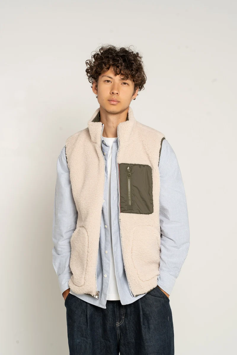 Gilet sans manches réversible fourré