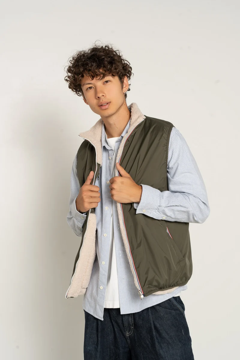 Gilet sans manches réversible fourré