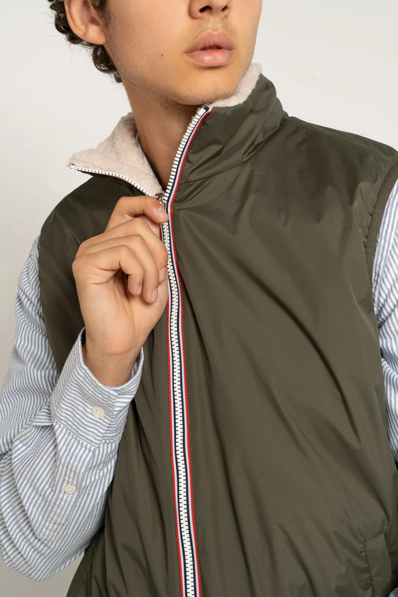 Gilet sans manches réversible fourré