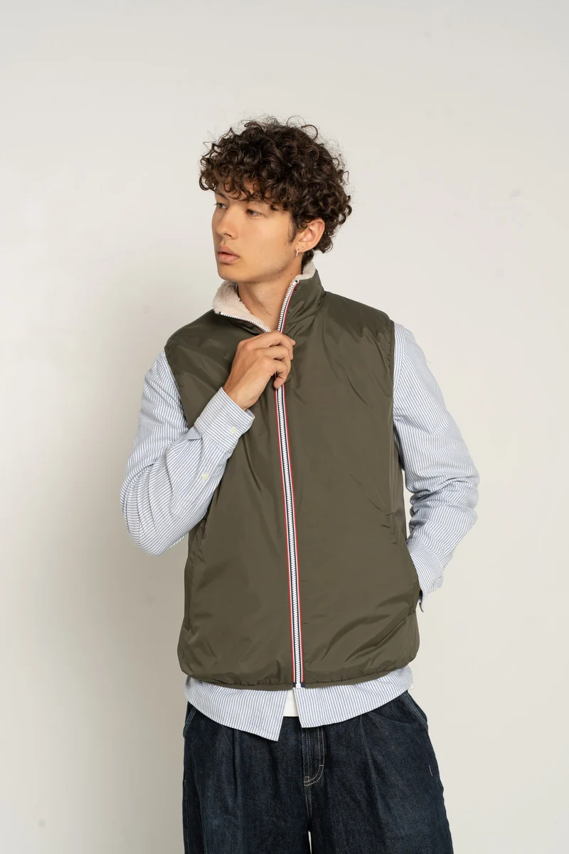 Gilet sans manches réversible fourré