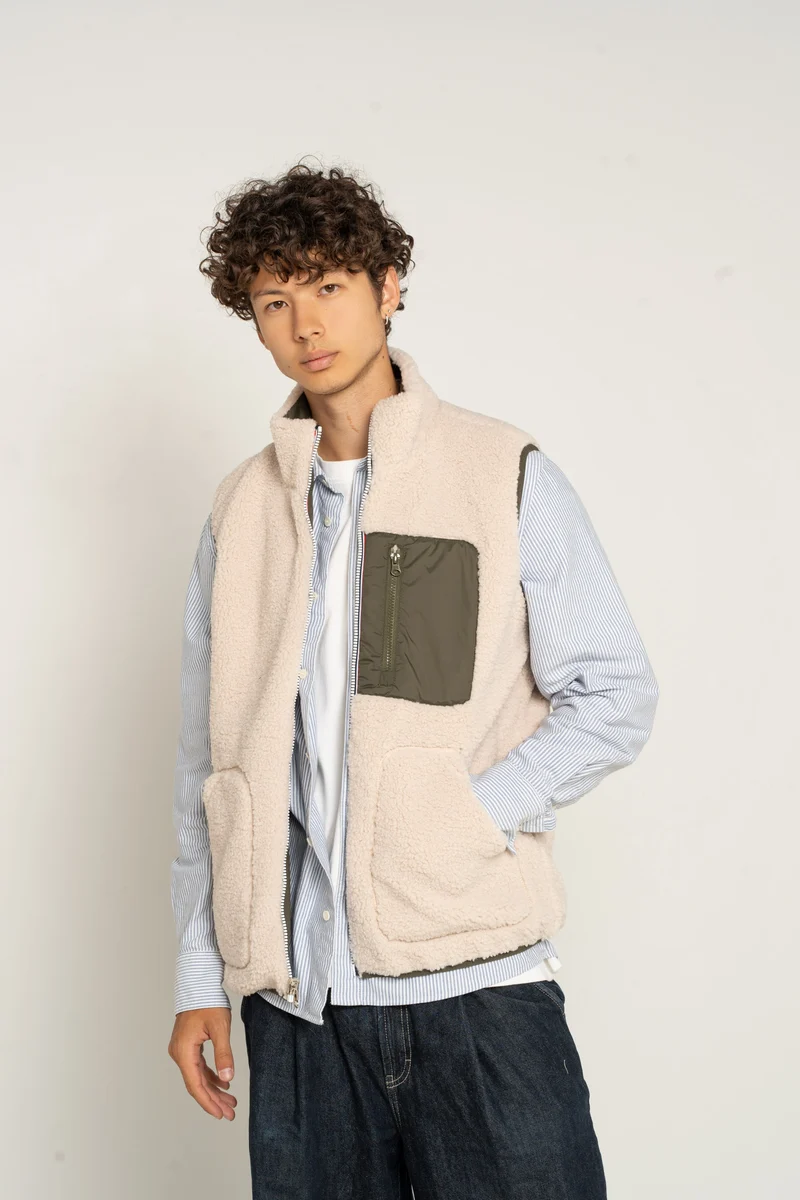 Gilet sans manches réversible fourré