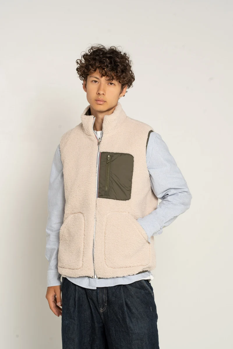 Gilet sans manches réversible fourré