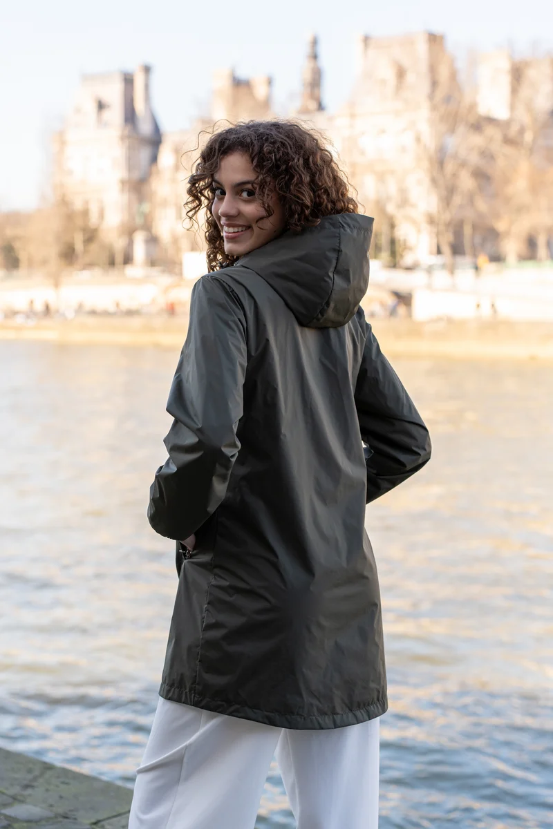 Coupe-vent imperméable réversible long