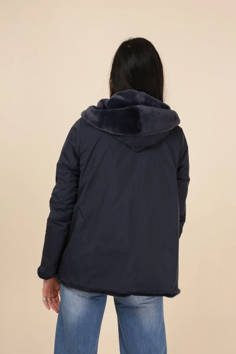Imperméable fourré réversible court